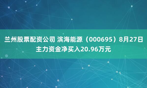 兰州股票配资公司 滨海能源（000695）8月27日主力资金净买入20.96万元